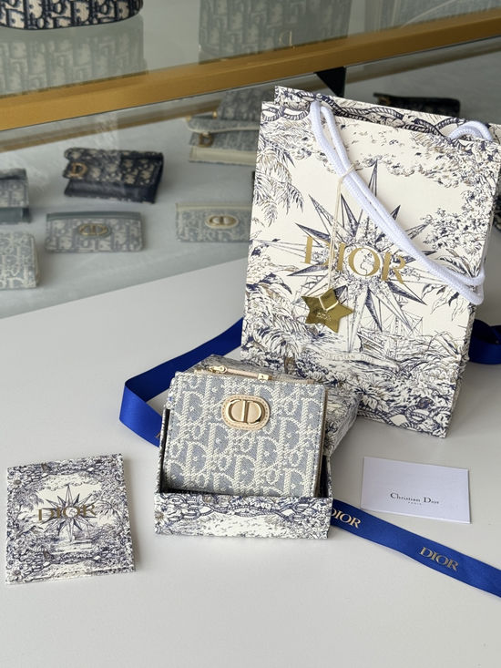 Christian Dior Caro Dahlia Oblique Leather Wallet