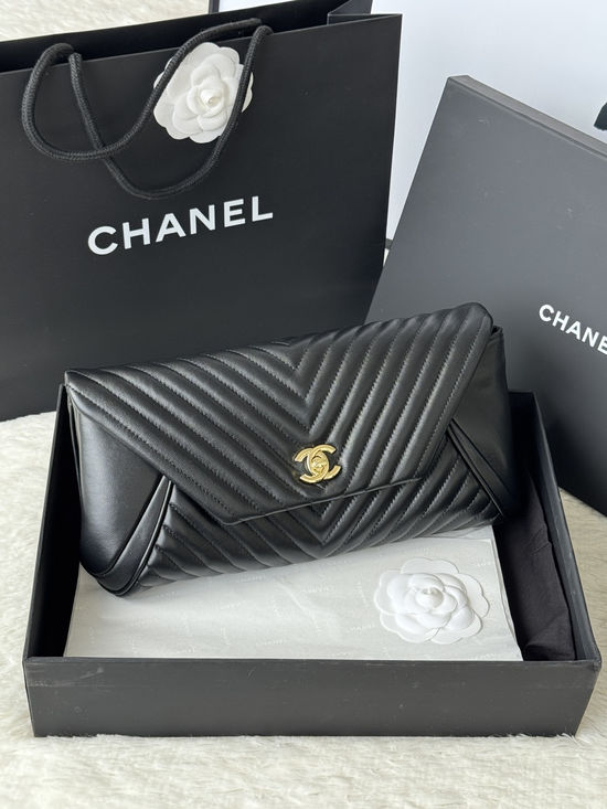 Chanel Lambskin Quilted V Flap Clutch 9855