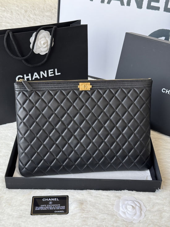 Chanel Leboy Lambskin Envelope Clutch 9847