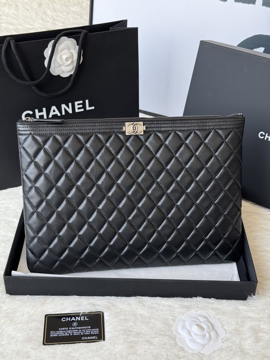 Chanel Leboy Lambskin Envelope Clutch 9847