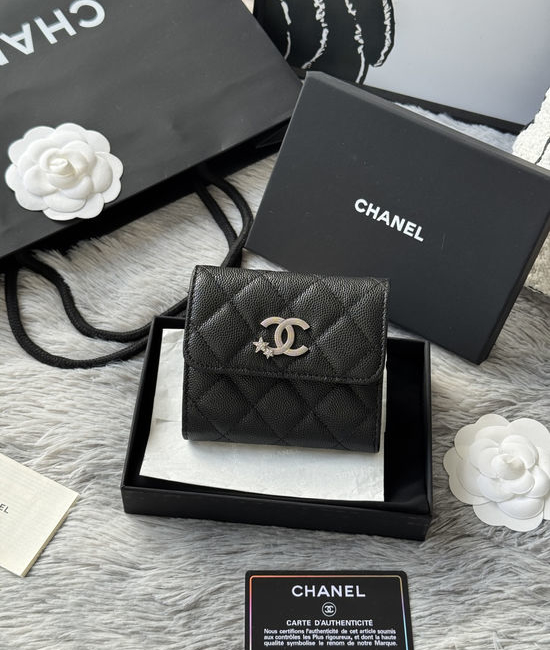 Chanel Tri-fold Wallet Quilted Caviar Leather 4810