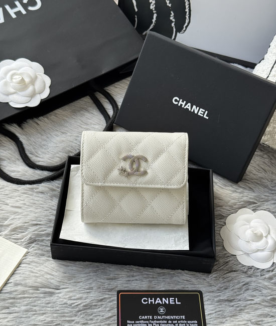 Chanel Tri-fold Wallet Quilted Caviar Leather 4810