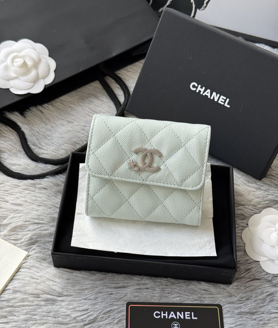 Chanel Tri-fold Wallet Quilted Caviar Leather 4810