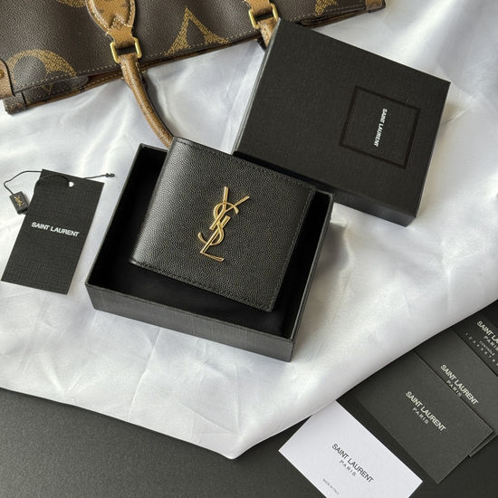 Yves Saint Laurent MONOGRAM Foldable Wallet with Metal Logo 453276
