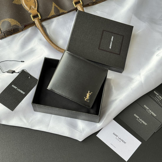 Yves Saint Laurent MONOGRAM Fold Leather Wallet 607727
