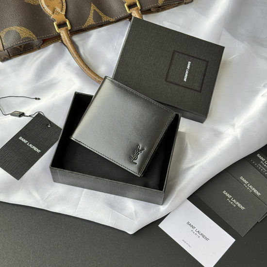 Yves Saint Laurent MONOGRAM Fold Leather Wallet 607727