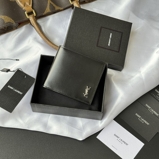 Yves Saint Laurent MONOGRAM Fold Leather Wallet 607727
