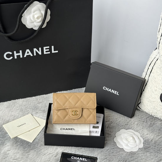 Chanel Trifold Wallet Quilted Leather Card Holder AP280