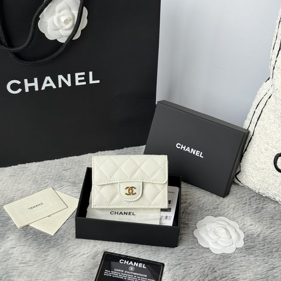 Chanel Wallet Quilted Leather Trifold Card Holder AP280