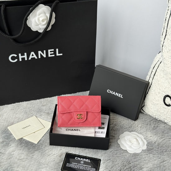 Chanel Wallet Quilted Leather Trifold Card Holder AP280