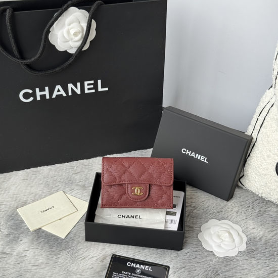 Chanel Wallet Quilted Leather Trifold Card Holder AP280