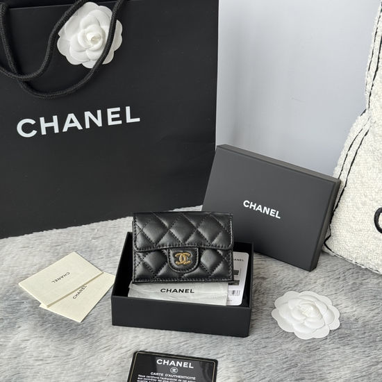 Chanel Lambskin Quilted Trifold Wallet AP280