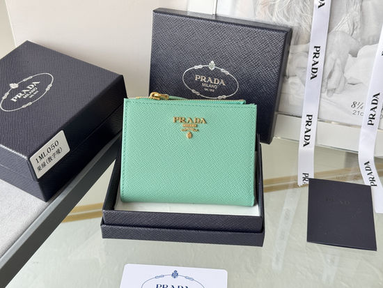 Prada Saffiano Leather Short Snap Wallet 1ML050