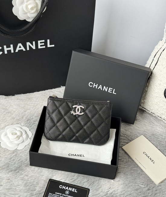 Chanel Caviar Leather Zipper Card Holder AP4861B
