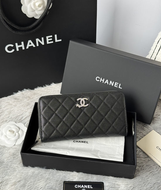 Chanel Caviar Leather Long Zip Wallet AP3776B
