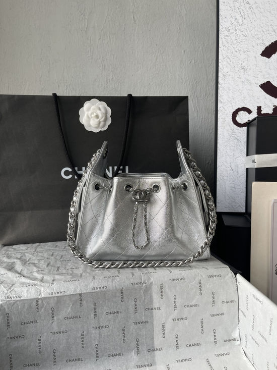 Chanel Hobo Quilted Leather Drawstring Bucket Bag AS5631