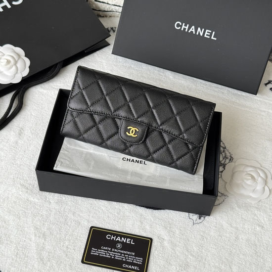 Chanel Classic CF Long Grain Leather Wallet A80758