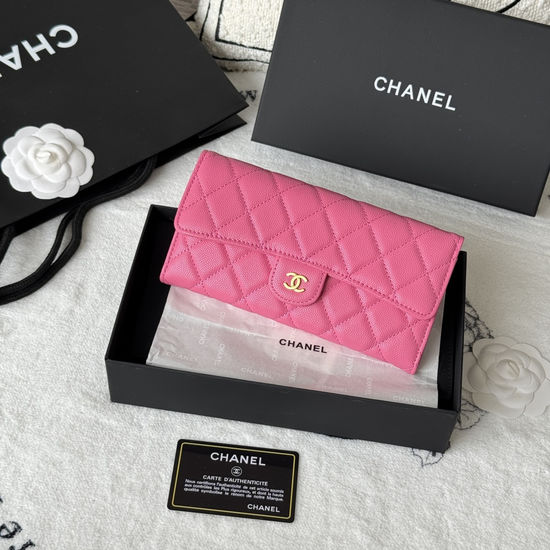 Chanel Classic Caviar Leather Long Wallet A80758