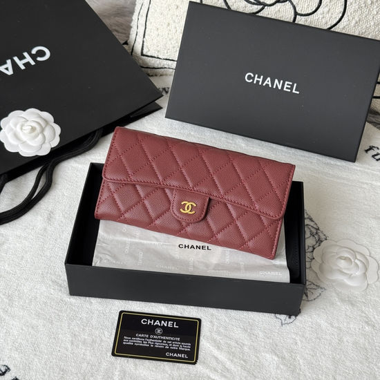 Chanel Classic Caviar Leather Long Wallet A80758