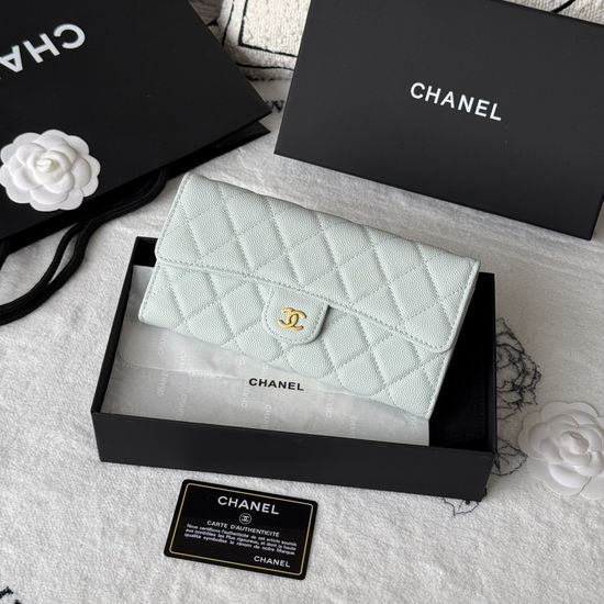 Chanel Classic CF Long Caviar Leather Wallet A80758