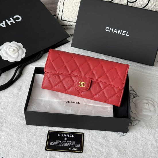 Chanel Classic CF Long Caviar Leather Wallet A80758