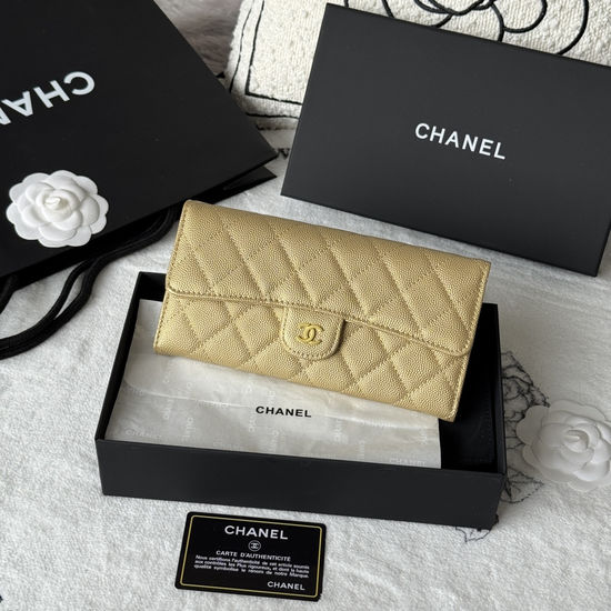 Chanel Classic CF Long Caviar Leather Wallet A80758