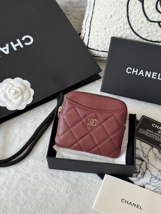 Chanel Caviar Calfskin Gold Buckle Card Holder AP2111