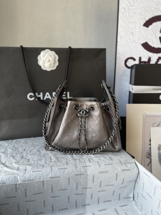Chanel Hobo Quilted Leather Mini Bucket Bag AS5631