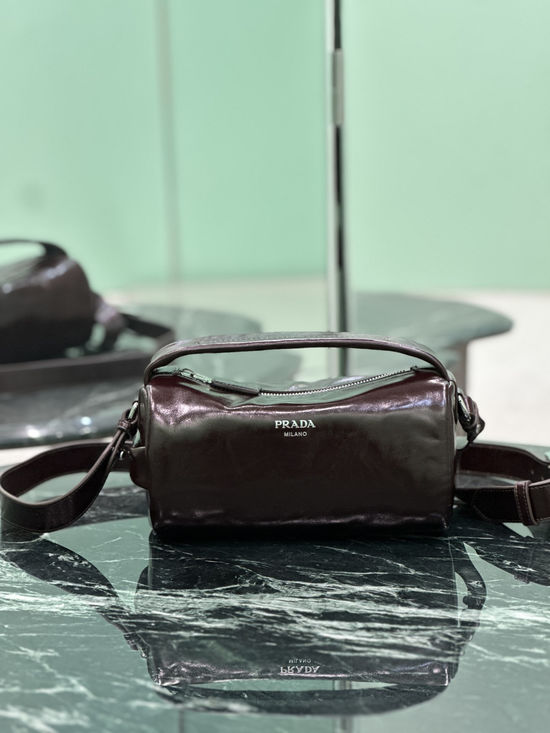 Prada Boston Oil Wax Leather Handbag 2VH188