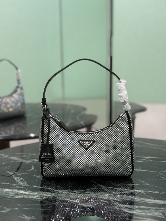 Prada Hobo Rhinestone Shoulder Bag 1NE204M
