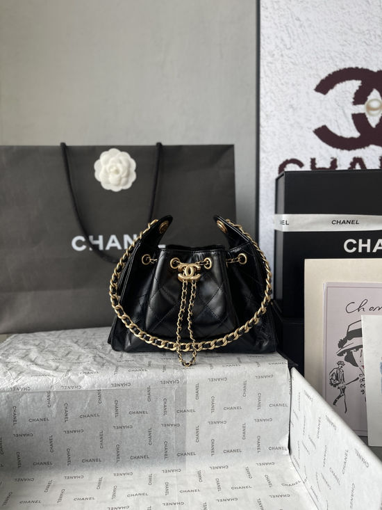 Chanel Hobo Quilted Leather Mini Bucket Bag AS5631