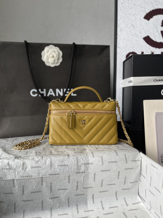 Chanel V Quilted Caviar Leather Lunch Box Bag AP5312