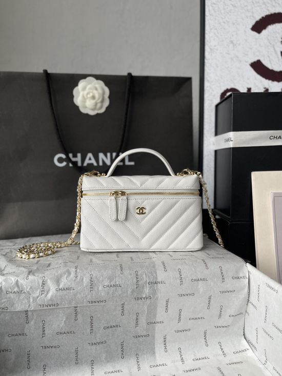 Chanel V Quilted Caviar Leather Lunch Box Bag AP5312