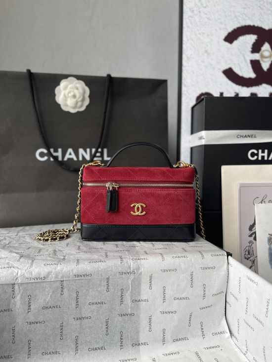 Chanel Lunch Box Suede Sheepskin Stitched Bag AP5286