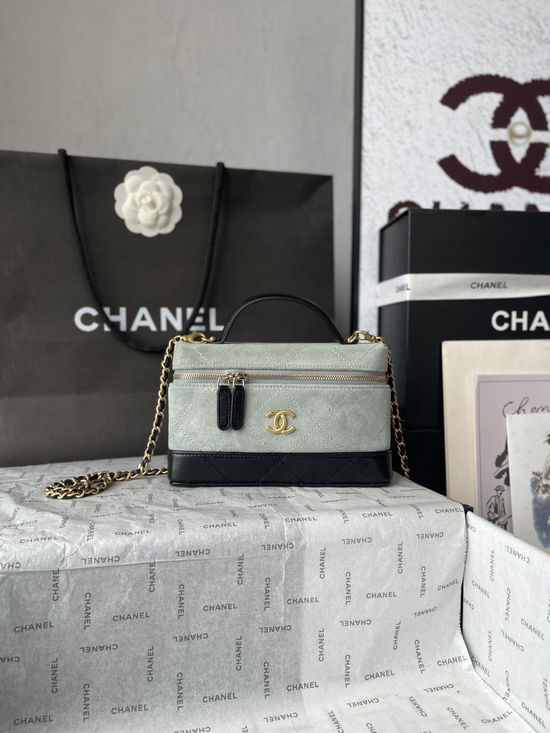 Chanel Lunch Box Suede Leather Patchwork Bag AP5286