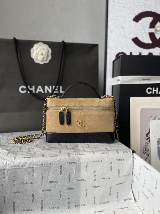 Chanel Lunch Box Suede Leather Patchwork Bag AP5286