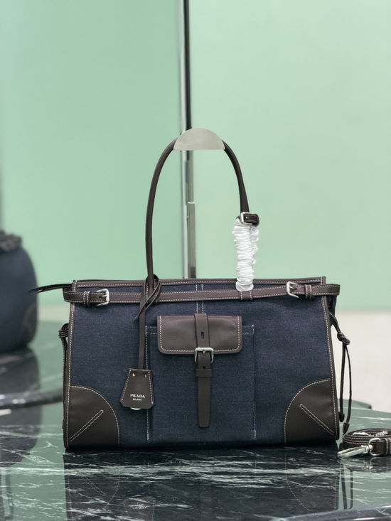 Prada Bonnie Denim Large Handbag 1BA433