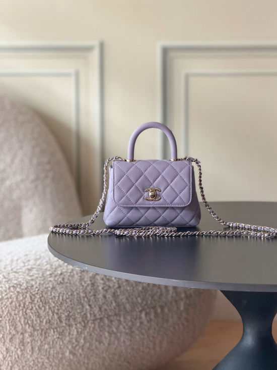 Chanel Handbag Grained Calfskin Light Gold Hardware 4244