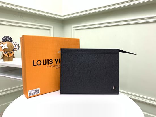 Louis Vuitton Pochette Voyage Leather Handbag with Metal Logo M30450