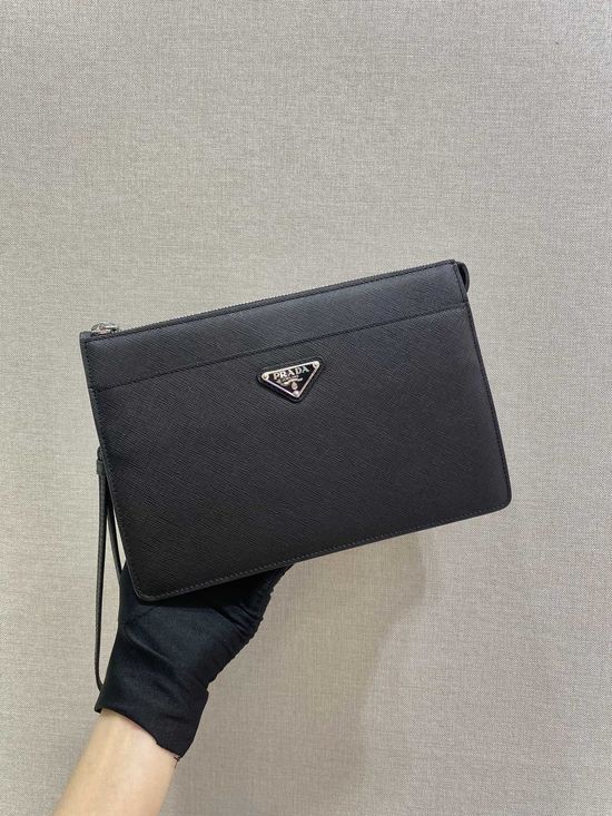 Prada Saffiano Leather Wristlet Clutch 2VF032