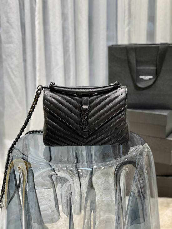 Yves Saint Laurent Monogram College Black Black Buckle Bag 392737
