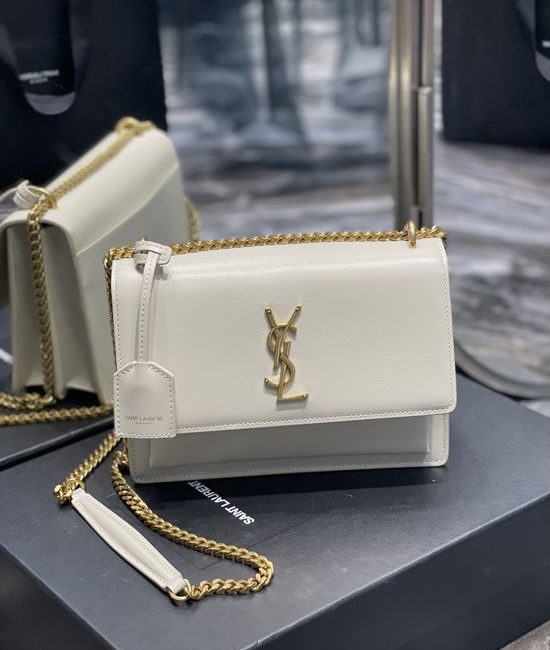 Yves Saint Laurent YSL Sunset Textured Calfskin Shoulder Bag 422906