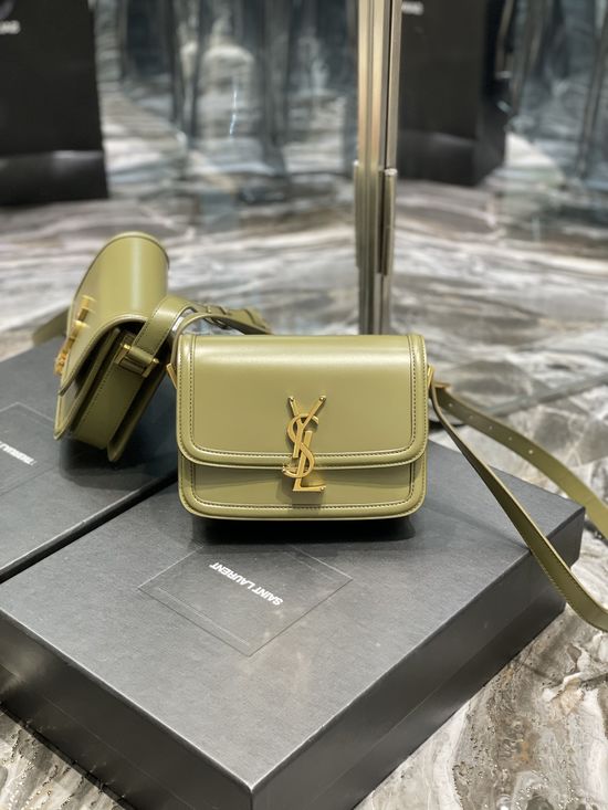 Yves Saint Laurent Solferino Olive Green Gold Buckle Bag 634306