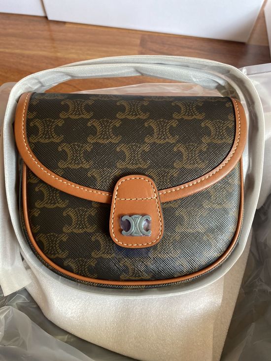 Celine BESACE Mini Triomphe Canvas Shoulder Bag 196702#