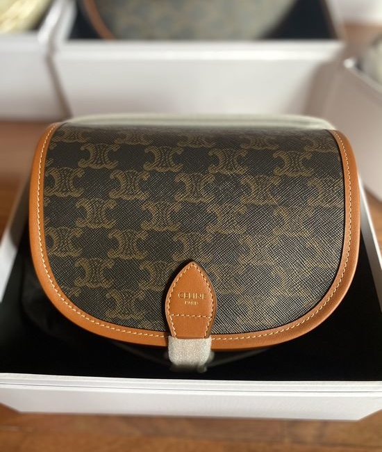 Celine Folco Triomphe Canvas Saddle Bag 191502