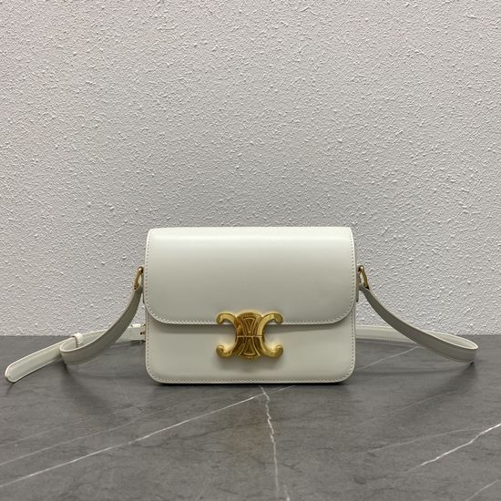 Celine Triomphe Leather White Crossbody Bag 188423