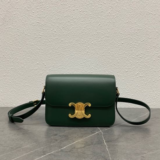 Celine Triomphe Dark Green Leather Bag 188423