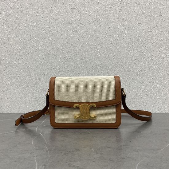 Celine Triomphe Linen Leather Bag 11699