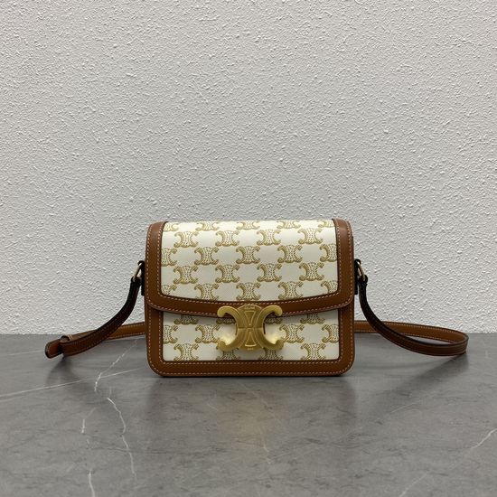 Celine Triomphe Leather Trimmed Canvas Bag 188423