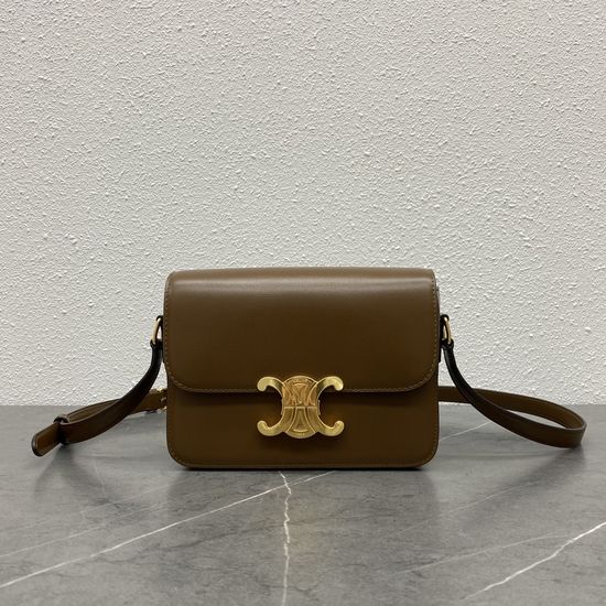 Celine Triomphe Leather Caramel Crossbody Bag 188423